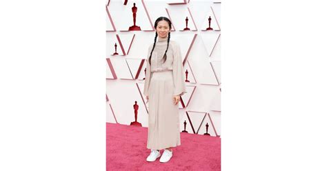 Chloé Zhao's White Sneakers and Hermès Gown at 2021 Oscars